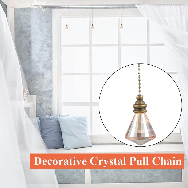 2 Pcs Light Pull Chain, 50cm Crystal Pull Chain Extension,