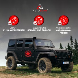 Autodomy 4 x 4 off-road army star military destroyed military star US army sticker various sizes 10 cm 15 cm 20 cm 25 cm pack of 2 for car, 20 cm, red