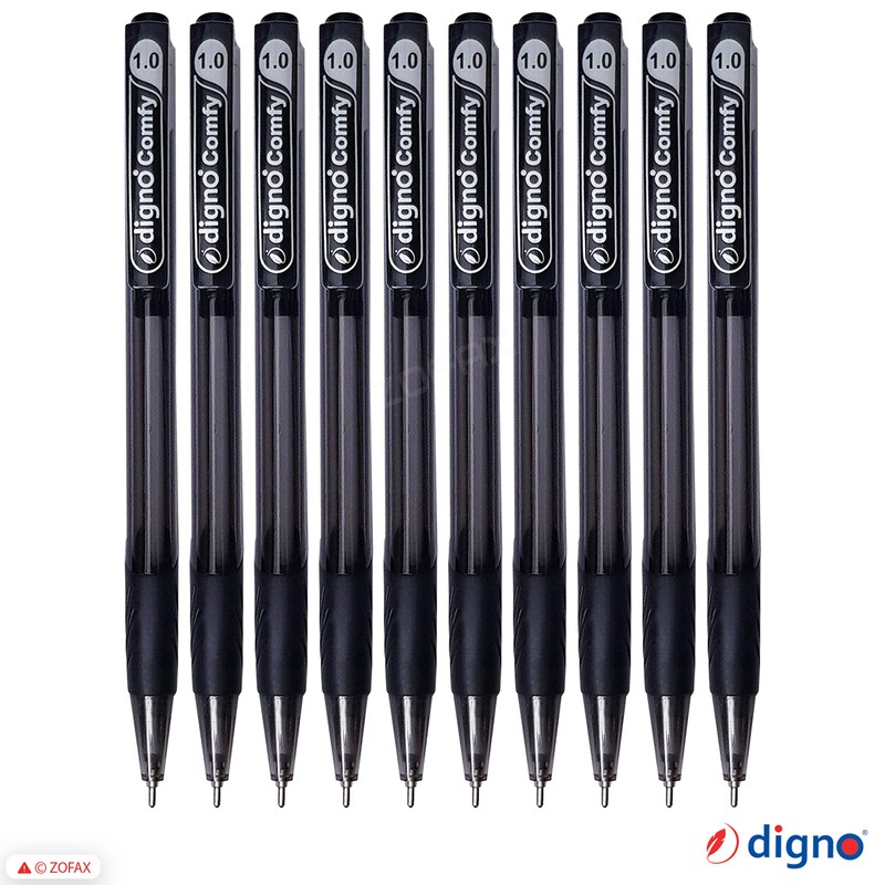 DIGNO Comfy Retractable Ballpoint Pens, BLACK, Medium Point (1.0mm), Pack