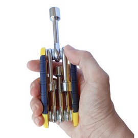 PANSHIYON Folding Nut Driver,6 in 1 Portable Hex Nut Driver Set Metric,5mm 6mm 8mm 9mm 10mm 12mm Socket Wrench for Repair