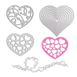 4 Pieces Love Heart Cutting Dies, YIFARUBE Metal Template Molds, Valentine's Day Multi-Shape Die Cuts for DIY Scrapbooking Paper Craft Decoration