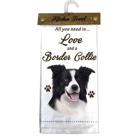 E&S Pets Border Collie Kitchen Towels, Off-white