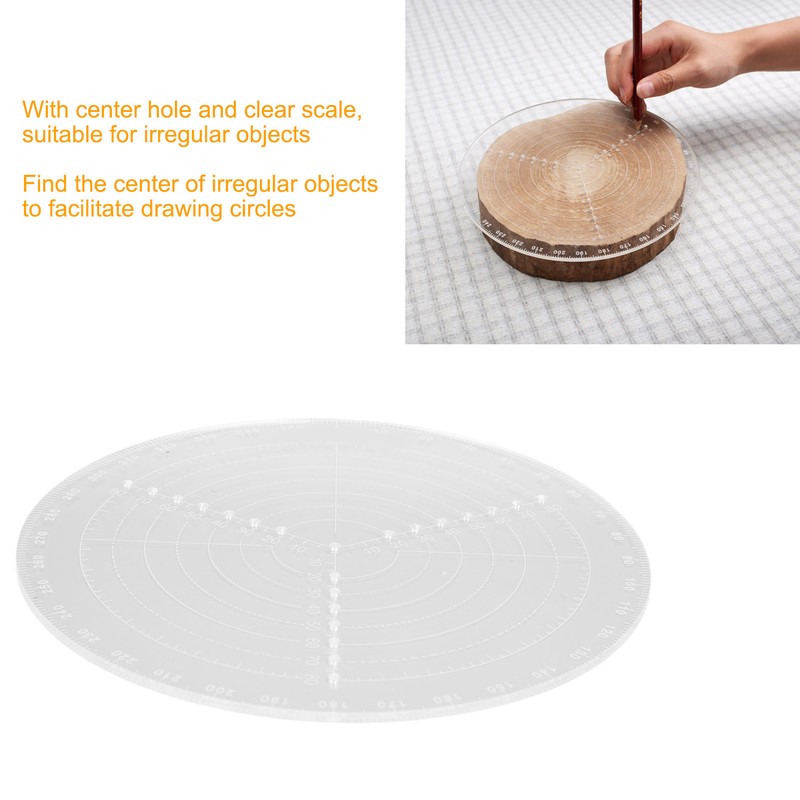Round Center Finder with Clear Scales Acrylic DlY Woodworking Compass