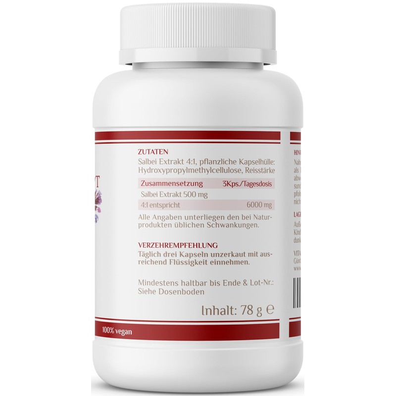 Sage Capsules, High Dosage, 2000 mg Per Capsule, 120 Pieces,