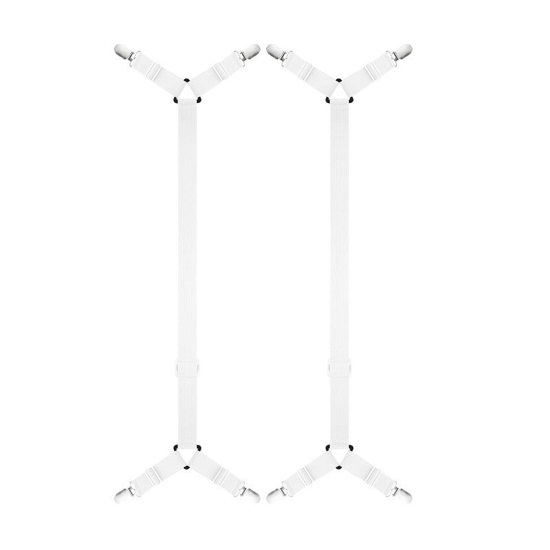 OrganiMax Bed Sheet Clips Fastener – Adjustable Elastic Straps for
