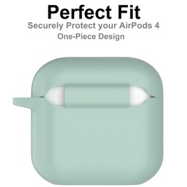 Nemteur für AirPods 4 Hülle 2024, Schützende Silikon Case für AirPods 4th 2024 Skin Front LED Sichtbar Silikon Hülle mit Karabiner, Cloud Grey