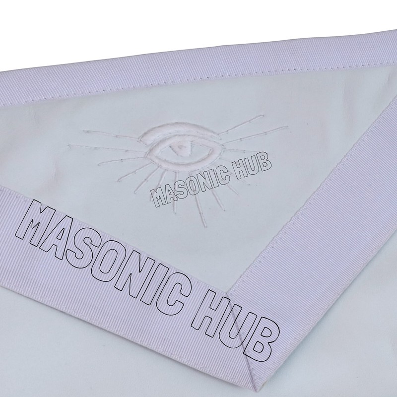 MasonicHub Past Master Mason white Apron Hand Embroidered with Square