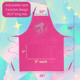 Pink Hair Stylist Apron with Rhinestone Tools for Hairdresser, Cosmetologist or Salon, 3 Pockets Adjustable Neck, Hot Pink