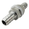 3/8" Hose Barb Thru-Bulk Bulkhead Straight Hex Union 304 Stainless