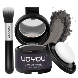 Root Touch Up Powder Instantly Conceals Hair Loss, Hairline Powder, Gray Root Cover Up Powder, Water & Sweat Resistant Hair Powder for Thinning Hair Men & Women, Includes Brush (Grey)