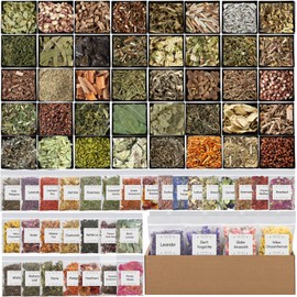 70pack Witchcraft Supplies Herbs Kit, Dried Flowers for Witch Beginner, Bulk Herb Gift Set for Wicca, Pagan, Wiccan Rituals, Magic Spell, Altar Supplies Healing Natural Herbal for Candle Soap Making