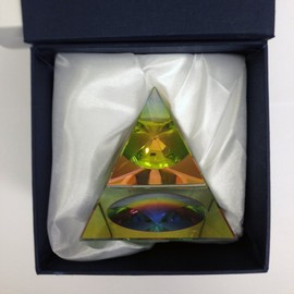 Amlong Crystal Iridescent Pyramid - Rainbow Colors 4.5 Inches Tall with Gift Box