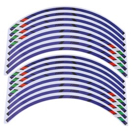 Partuto 16 Pcs Wheel Rim Stickers Arc-Shape Car Wheel Rim Tapes Decoration Stickers for 17"-18" Rim Blue Red Green PET