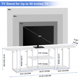ETELI Floating TV Shelf Stand Under TV Wall-Mounted Entertainment Center Industrial TV Media Console Table with Storage for Bedroom 50" TV Living Room Office, White