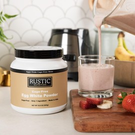 Rustic Nutrition, Cage-Free Egg White Protein Powder, Made in USA from Humanely-Raised Cage-Free Eggs, Only 1 Ingredient, Dried Egg Whites (Unflavored, 10.5 Oz)