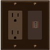 RiteAV Custom HDMI Wall Plate 1 Port - Outlet [Brown/Brown]