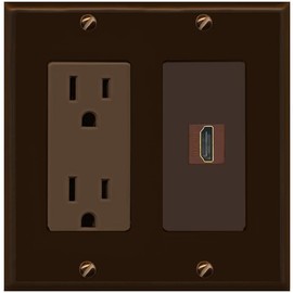 RiteAV Custom HDMI Wall Plate 1 Port - Outlet [Brown/Brown]