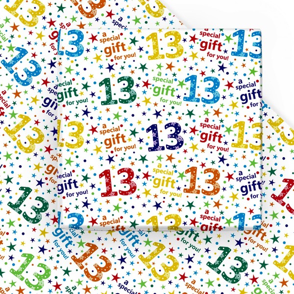 WRAPAHOLIC Birthday Wrapping Paper Sheet - 6 Sheets Colorful 13th