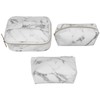 3Pcs Women Cosmetic Bag Marble Print Makeup Case Storage Handbag