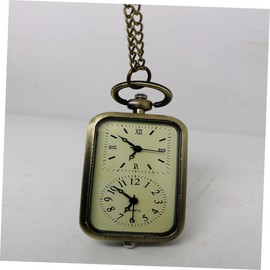 KONTONTY 1PC Alloy Pocket Watch men necklace dual time pocket watch Vintage Pocket Watch vintage decor men pocket choker necklace for women men watches pendant chain women's dual display