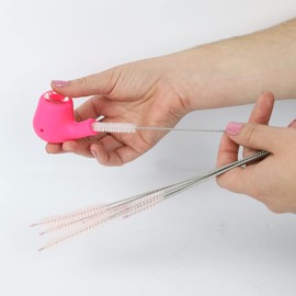 Brando Moon Pink Drinking Straw Cleaner Brush Kit - 3 Small 3 Medium 3 Large Pink Pipe Cleaners, Straw Cleaning Brush for Tumbler, Tube and Bottles