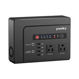 Powkey Portable Power Station 200W, 146Wh Portable Solar Generator Battery Pack with 2 Pure Sine Wave AC Outlets/4 USB A/1 DC Port, Lithium Battery Backup Power Supply for Camping Travel Outdoor Home