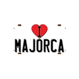 McMug - I Love Majorca (White Background) - Metal Sign, Decorative Sign, 200mm x 100mm
