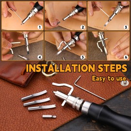 CBHGFEA 4 Pcs Leather Knife Set Leather Working Tools with 7 in 1 Groover Tool Leather Cutting Knife Edge Wood Slicker for DIY Leathercraft Cutting Grooving Polishing