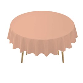 Peach Plastic Tablecloths 2 Pack Rose Gold Disposable Table Covers 84 Inch Circle Bridal Shower Party Tablecovers PEVA Table Cloths for BBQ Picnic Birthday Wedding Parties and 6 ft Round Table Use