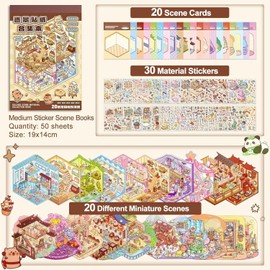 Libro de Stickers Vintage Aesthetic para Scrapbooking, 20 Hojas de Pegatinas Decorativas DIY, Calcomanías para Journaling, Agenda, Cuaderno, Manualidades y Decoración