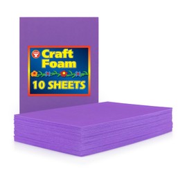 Hygloss Sheets Colorful Foam for DIY Arts & Craft, 12” x 18”, Purple, 10 Piece