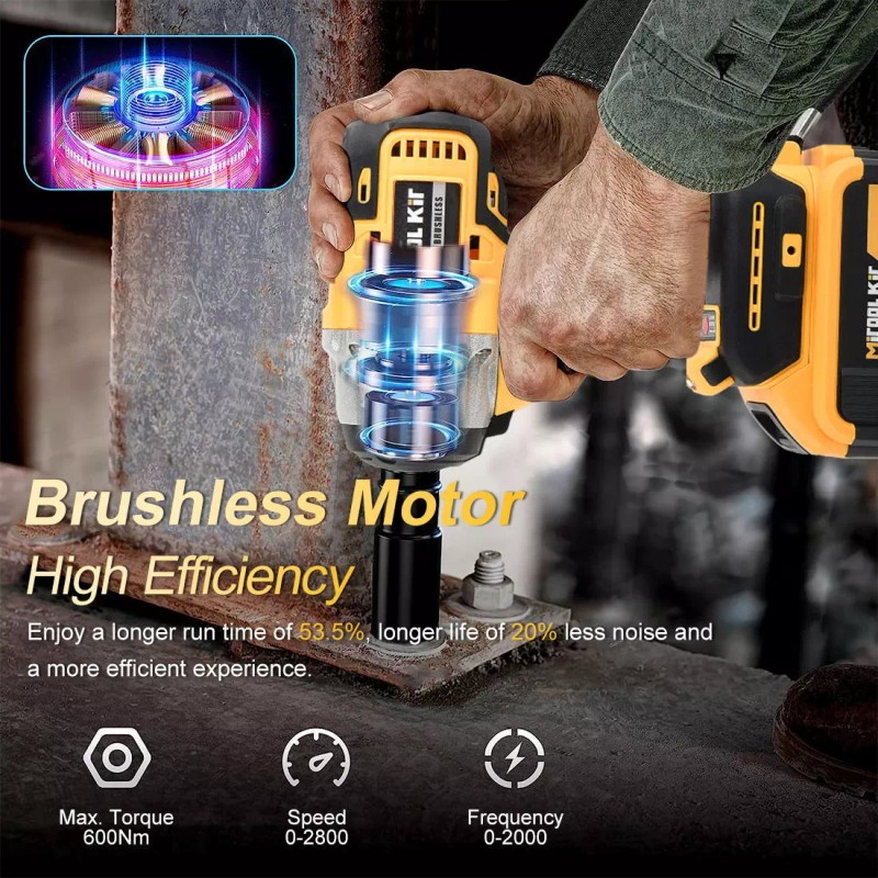 MITOOL KIT Cordless Electric Impact Wrench Gun 1/2'' High Power