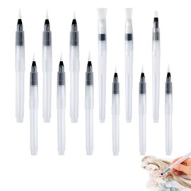 Dokpav Paquete De 12 Pincel De Agua, Brochas De Acuarela, Pinceles De Acuarela De Pintura Reutilizable, Pincel con Deposito Agua, Juego Básico para Acuarela Caligrafía Arts para Pintura De Acuarela