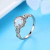 DIYA White Gold Plated Opal Rings for Women, 925 Sterling