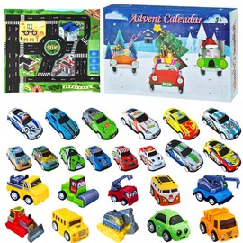 Advent Calendar Car Children 2024, Vehicles Advent Calendar, 24 Days Countdown Calendar Car, 24 Days Christmas Calendar Gift for 3-12 Years Old Boys Girls, Random Colour