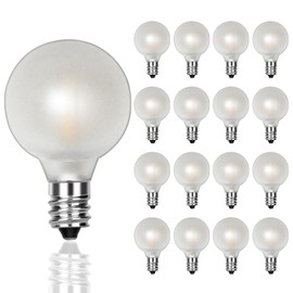 Pallerina 25 Pack G40 LED Globe Frosted Light Bulbs, Shatterproof Led Replacement Light Bulbs for Indoor Outdoor String Lights, E12 Screw Base 0.6watt, Warm White