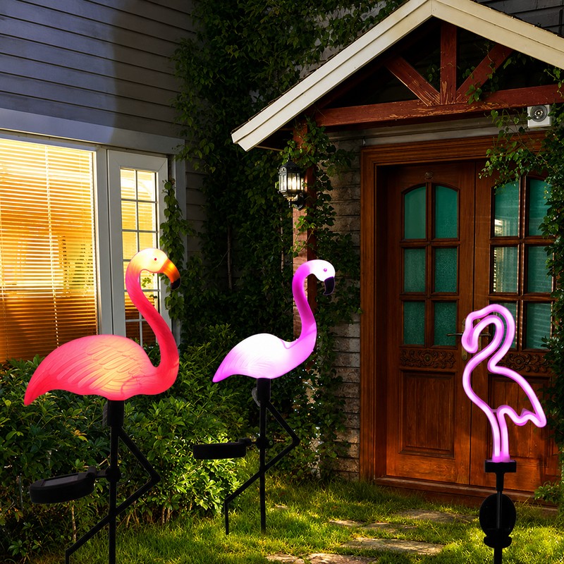 Solar Flamingo Garden Stake Lights for Outdoor Decor – 3