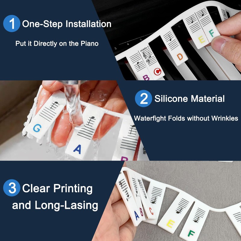 ZUFECY Piano Notes for Beginner, Removable 88-Key Full Size Piano