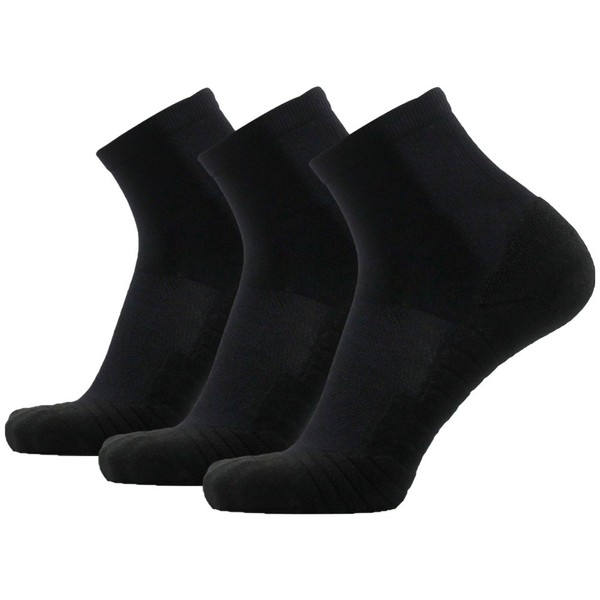 Running Socks for Men Black HUSO Stretchy Plantar Fasciitis Arch Support Ankle Compression Socks 3 Pairs, One Size