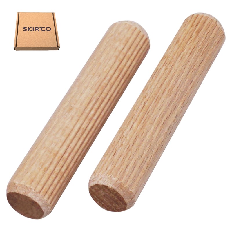 SKIR'CO (Pack of 100) Wooden Dowels 6x35mm Grooved Wood Dowels