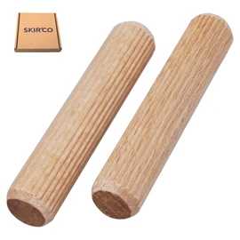 SKIR'CO (Pack of 100) Wooden Dowels 6x35mm Grooved Wood Dowels Fluted Pins for Furniture Grooved Dowels