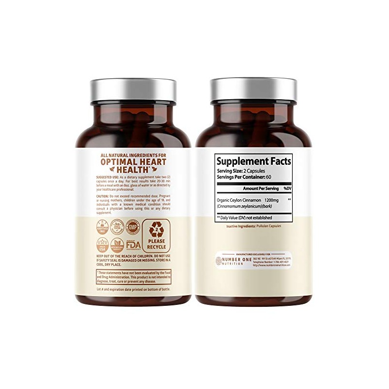 N1N Premium Ceylon Cinnamon 1200mg [100% Organic Ceylon Cinnamon] Natural