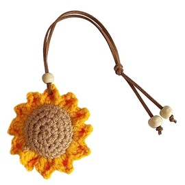 Fuerxy Sunflower Bag Charm, Handmade Weaving Flower Charms for Tote Bags Purse Handbags Bag Accessories Car Charms