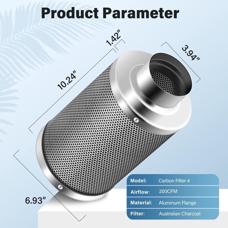 iPower 4 Inch Air Carbon Filter, with Australia Virgin Charcoal