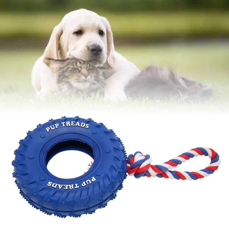 Dog Tire Chewing Toy Bite Resistant Treat Dispensing Rubber Aggressive