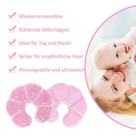 NEWGO 3-in-1 Cooling Pads Breast Breastfeeding, Pack of 2 Cooling Pads & Heat Pads for Breasts, Breast Therapy, Soft Fabric Back Fleece (Pink)