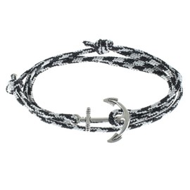 West Coast Paracord Men's Adjustable Nautical Anchor and Fish Hook Wrap Cuff Bracelets - Made of Nylon Rope (Raiders, Silver Anchor)