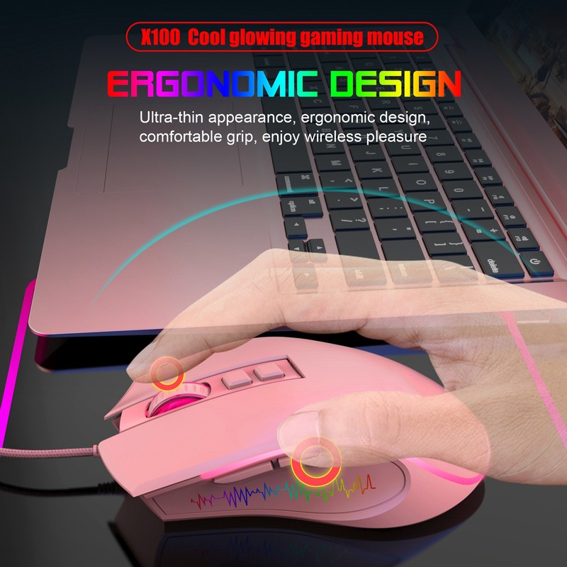 Gaming Mouse USB2.0 4 Adjustable DPI RGB Backlit Ergonomic Design