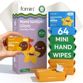 Fomin Mini Hand Sanitizer Wipes 8 Pack (8 Count) - Variety Pack Mini Wet Wipe - pH Balanced, Biodegradable, Antibacterial On The Go Hand Sanitizing Wipes - Hypoallergenic, Plant-Based Travel Wipe