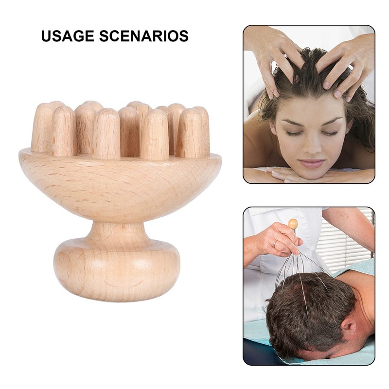 Wooden Massage Brush Mushroom Shaped Hairbrush for Scalp Relax Scalp